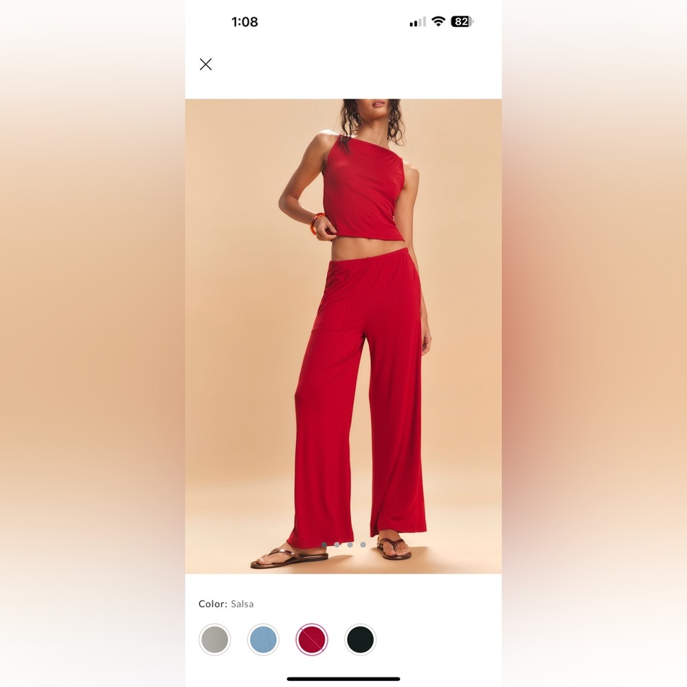 Free People Good Feels Pant Set - red, M, NWOT